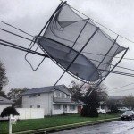 trampoline blowing away